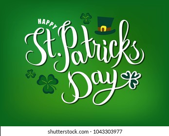 Hand sketched Saint Patrick's Day text logotype. St.Patricks Day celebration design on textured background. Lettering typography. St.Patricks Day icon. Beer festival decoration badge. Vector.