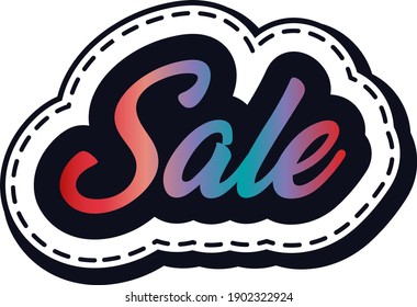 Hand sketched Sale. Lettering text, typography, handmade calligraphy, inscription. Drawn inspirational quotation, motivational quote. Logotype, badge, poster, logo, tag, banner, sticker, decal.