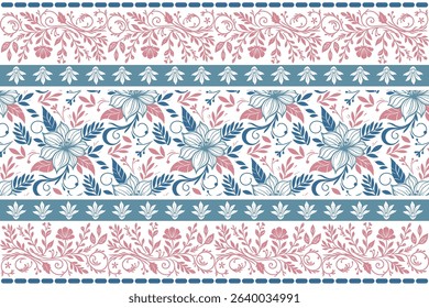 Hand sketched seamless flower repeat. One line nature floral pattern designed for stylish fashion fabric and home textiles.

