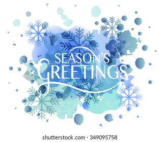 Hand sketched Seasons Greetings logotype, badge and icon typography. Drawn lettering typography for Christmas, New Year card template. Holiday calligraphy banner, flyer on textured background