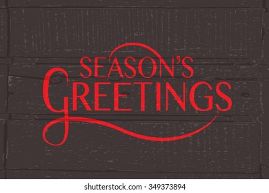 Hand sketched Seasons Greetings logotype, badge and icon typography. Drawn lettering typography for Christmas, New Year card template. Holiday calligraphy banner, flyer on textured background