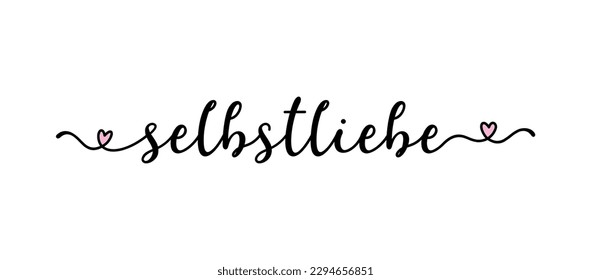 Hand sketched SELBSTLIEBE word as ad, web banner in German.Translated SELFLOVE Lettering for banner, header