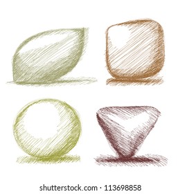 hand sketched shapes buttons