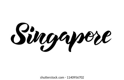 Hand sketched Singapore text. Vector illustration. Fashion lettering typography. Great for clothing, logo, badge, icon, card, poster, invitation, banner template. 