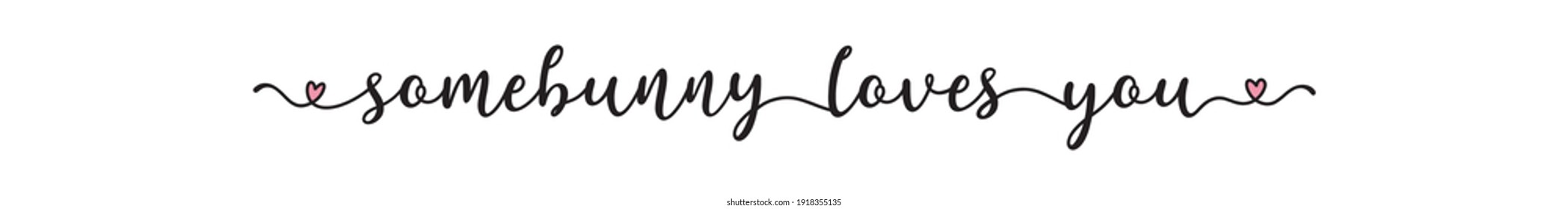 Hand sketched SOMEBUNNY LOVES YOU  quote as banner. Lettering for poster, label, sticker, flyer, header