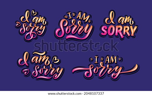 Hand Sketched Sorry Lettering Typography Templates Stock Vector ...