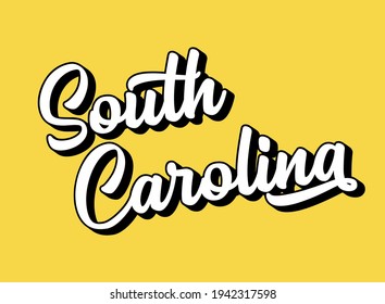 Hand sketched SOUTH CAROLINA text. 3D vintage, retro lettering for poster, sticker, flyer, header, card