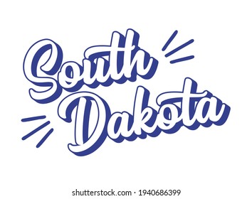 Hand sketched SOUTH DAKOTA text. 3D vintage, retro lettering for poster, sticker, flyer, header, card