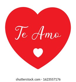 Hand sketched „Te amo“ Spanish quote, meaning „I love you“. Romantic calligraphy phrase. Happy Valentine´s day lettering for design, print, poster, clothes, card, invitation, banner.