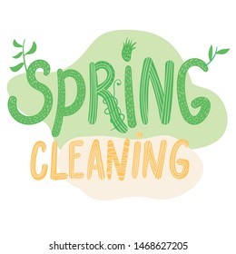 Hand sketched Spring cleaning text dvertising poster. Eco friendly concept