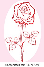 Hand sketched stylized rose.