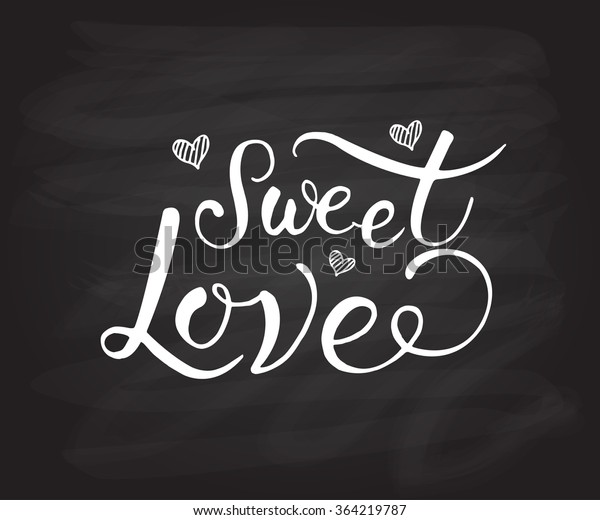 Hand Sketched Sweet Love Text Hearts Stock Vector (Royalty Free) 364219787