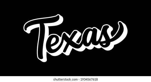 Hand sketched TEXAS text. 3D vintage, retro lettering for poster, sticker, flyer, header, card