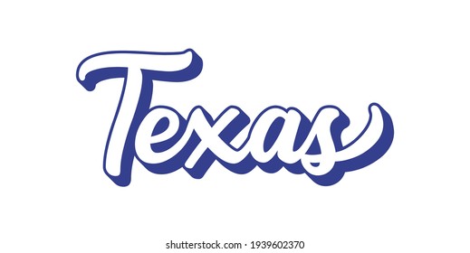 Hand sketched TEXAS text. 3D vintage, retro lettering for poster, sticker, flyer, header, card