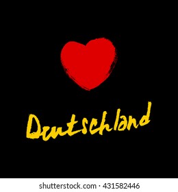 Hand sketched text 'Deutschland'. Hand drawn german postcard, card, flyer, package, banner template. German lettering typography.