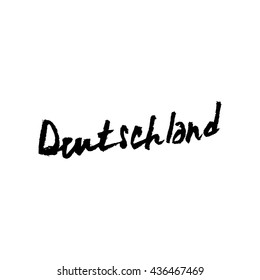 Hand sketched text 'Deutschland'. Hand drawn german postcard, card, flyer, package, banner template. German lettering typography.