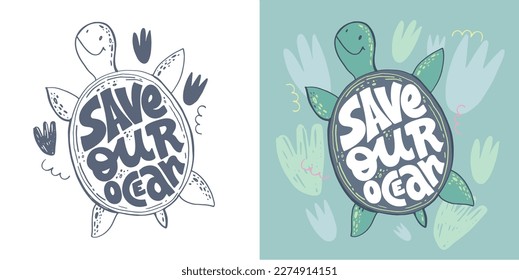 Hand sketched text 'Happy Earth Day'. Vector lettering for postcard banner template. Eco friendly ecology concept. World environment background