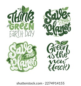 Hand sketched text 'Happy Earth Day'. Vector lettering for postcard banner template. Eco friendly ecology concept. World environment background