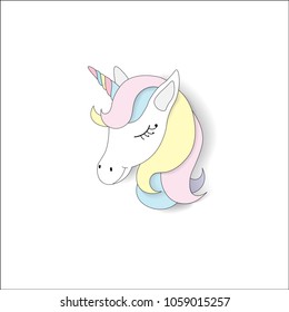 Hand sketched unicorn cute cartoon for clothes. Vector. Girl, woman fashion banner, print, design. Great for logotype, badge, icon, card, poster, invitation template.