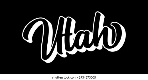 Hand sketched UTAH text. 3D vintage, retro lettering for poster, sticker, flyer, header, card