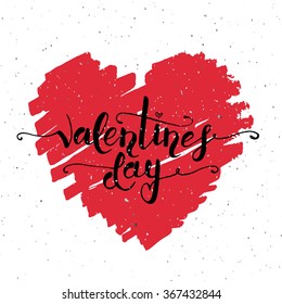 Hand sketched Valentine's Day text as Valentine's Day logotype/badge/icon. Postcard/card/invitation/flyer/banner template. Romantic quote vector lettering typography. Valentine's Day