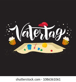 Hand sketched Vatertag text. Great for card, invitation, poster, banner template. Celebrating lettering typography. Vector. Fathers Day in Germany.