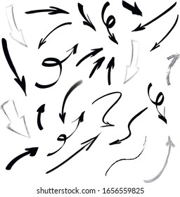 Hand sketched vector arrows black set