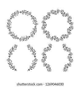 Hand sketched vector laurels, leaves, flowers, & feathers. Wild and free. Perfect for invitations, greeting cards, quotes, Wedding Frames, posters and more - Vector