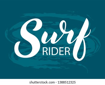 Hand sketched vector Surf lettering typography. Hand drawn Surfing vector illustration. Surf calligraphy for banner, poster, card. Vector lettering for Surfing. Ocean, beach, sport, summer holidays
