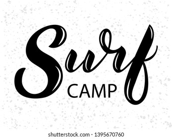 Hand sketched vector Surf lettering typography. Hand drawn Surfing vector illustration. Surf calligraphy for banner, poster, card. Vector lettering for Surfing. Ocean, beach, sport, summer holidays. 