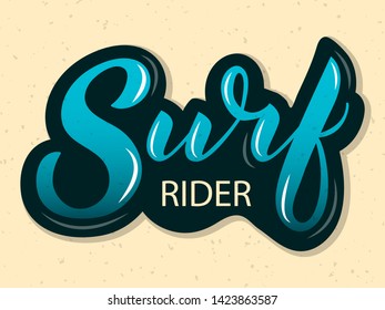 Hand sketched vector Surf lettering typography. Hand drawn Surfing vector illustration. Surf calligraphy for banner, poster, card, t-shirt, clothes. Vector lettering for Surfing. Ocean, beach, sport, 
