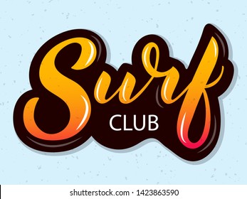 Hand sketched vector Surf lettering typography. Hand drawn Surfing vector illustration. Surf calligraphy for banner, poster, card, t-shirt, clothes. Vector lettering for Surfing. Ocean, beach, sport, 