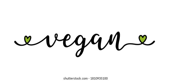 Hand sketched Vegan word as banner. Lettering for header, label, poster, announcement; advertising