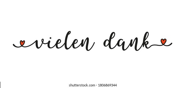 Hand sketched VIELEN DANK word in German as ad, web banner. Lettering for banner, header, flyer, poster, card
