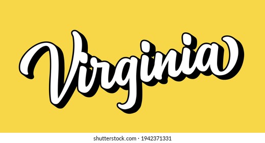 Hand sketched VIRGINIA text. 3D vintage, retro lettering for poster, sticker, flyer, header, card