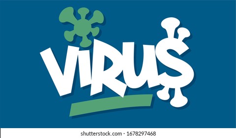 Logotipo de la tipografía del vector de virus esbozados a mano
