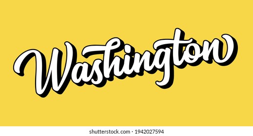 Hand sketched WASHINGTON text. 3D vintage, retro lettering for poster, sticker, flyer, header, card