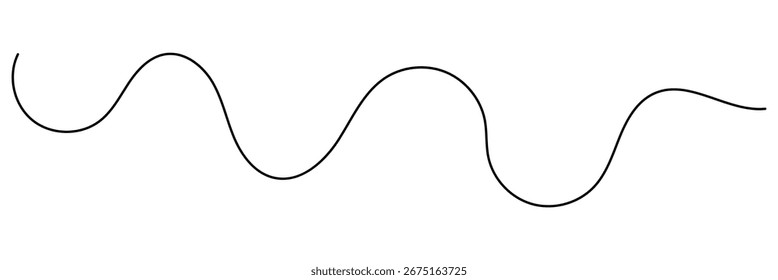 Hand sketched wavy line in a simple squiggle style. Thin wavy line abstract background. Hand drawn decorative curve. Squiggle line. Vector Illustration.