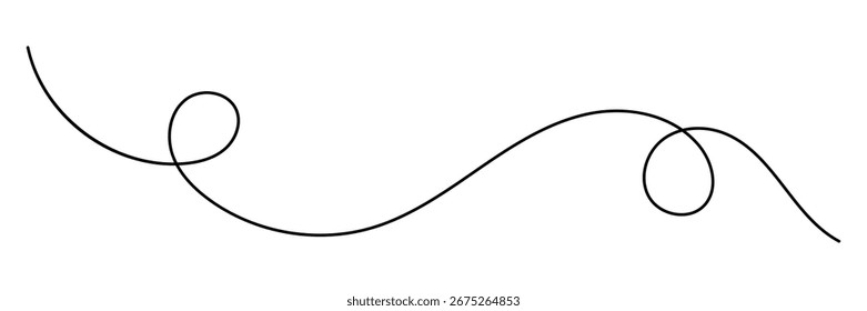 Línea ondulada dibujada a mano en un estilo simple de garabato. Remolino Abstractas y línea curva. Colección de línea de curva dibujada a mano. Ilustración vectorial