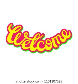 Hand Sketched Welcome Lettering Typography Greetings Stock Vector ...