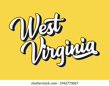 Hand sketched WEST VIRGINIA text. 3D vintage, retro lettering for poster, sticker, flyer, header, card
