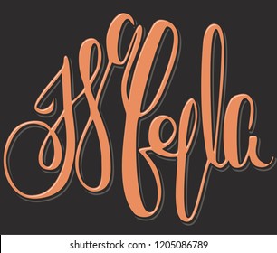 Hand sketched woman's name Isabella with shadow and highligh vector illustration EPS 8 lettering typography. Template for card, design, print, poster. Celebration, invitation drawn T-shirt, bag design