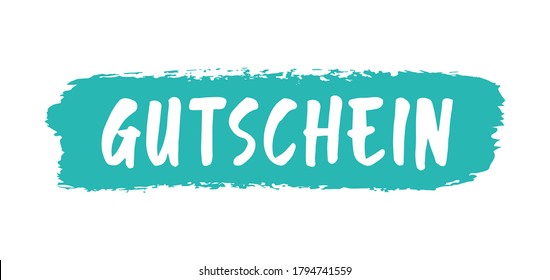 
Handskizziertes Wort GUTSCHEIN als Banner auf Deutsch. übersetzter VOUCHER. Briefing für Poster, Flyer, Werbung, Web