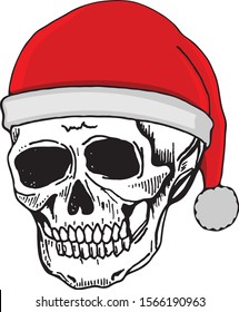 hand sketches santa claus skull illustration, vector design