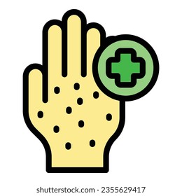 Hand skin problem icon outline vector. Health treatment. Dry disease color flat