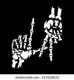 hand skull Los Angeles black and  white illustration design