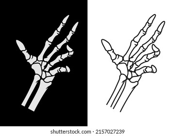 Hand Of Skull Vector Illustration. Skull Element For Shirt Design, Apparel, Merchandise, Poster, Music Band And Logo. Vector Eps 10. Positive And Negative Colour.