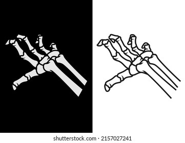 Hand of skull vector illustration. Skull element for shirt design, apparel, merchandise, poster, music band and logo. Vector eps 10. Positive and negative colour.