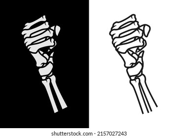 Hand of skull vector illustration. Skull element for shirt design, apparel, merchandise, poster, music band and logo. Vector eps 10. Positive and negative colour.