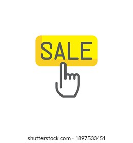 Hand slick sale line icon. linear style sign for mobile concept and web design. Click on sale outline vector icon. Symbol, logo illustration. Vector graphics